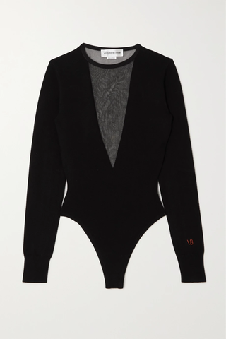 유럽직배송 빅토리아베컴 VICTORIA BECKHAM Mesh-paneled merino wool-blend bodysuit 46376663162703115