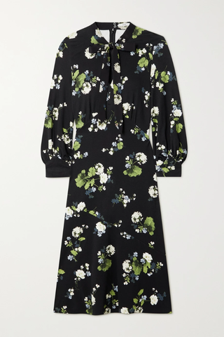 유럽직배송 에르뎀 원피스 ERDEM Poppy tie-detailed floral-print crepe midi dress 42247633207844944