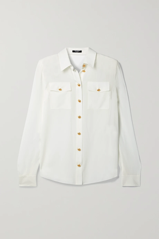 유럽직배송 발망 셔츠 BALMAIN Button-embellished silk crepe de chine shirt 38063312419800811
