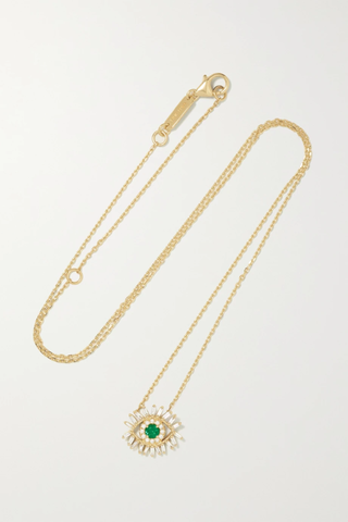 유럽직배송 수잔케일런 목걸이 SUZANNE KALAN Evil Eye 18-karat gold, diamond and emerald necklace 9649229528717147