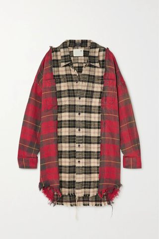 유럽직배송 알13 셔츠 R13 Oversized distressed checked cotton-flannel shirt 46376663162686213