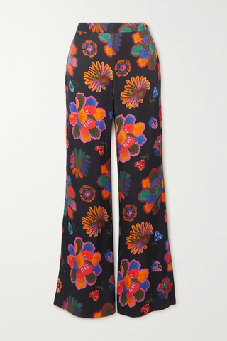 유럽직배송 팜리오 팬츠 FARM RIO Floral-print poplin flared pants 45666037505076435
