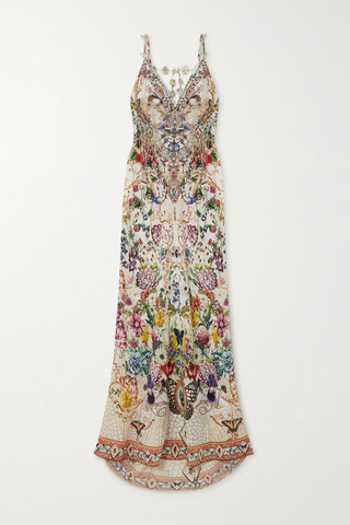 유럽직배송 카밀라 원피스 CAMILLA Bead-embellished appliquéd silk crepe de chine maxi dress 46376663162566090