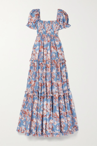 유럽직배송 CAROLINE CONSTAS Zuri smocked tiered floral-print cotton-voile maxi dress 45666037504919360