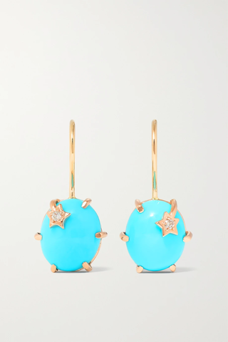 유럽직배송 ANDREA FOHRMAN Mini Galaxy 18-karat gold, turquoise and diamond earrings 1647597285608433