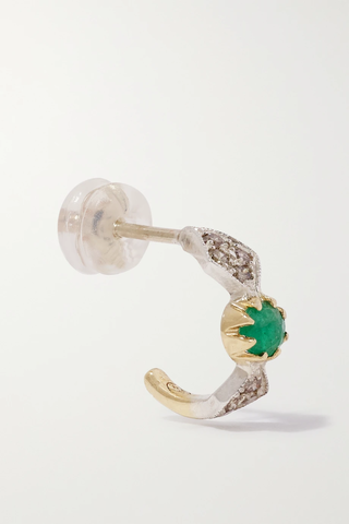 유럽직배송 PASCALE MONVOISIN Adele N°1 9-karat gold, sterling silver, emerald and diamond single earring 43769801098223315