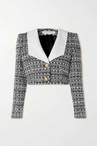 유럽직배송 알레산드라리치 자켓 ALESSANDRA RICH Cropped silk mikado-trimmed metallic wool-blend tweed jacket 1647597278312084