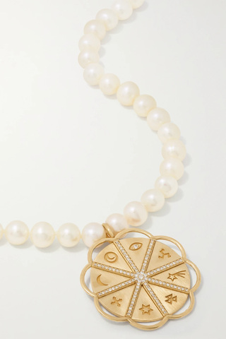 유럽직배송 일레아나마크리 목걸이 ILEANA MAKRI Flower of Fortune 18-karat gold, pearl and diamond necklace 1647597282728205