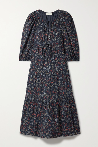 유럽직배송 THE GREAT. The Bonnett tiered floral-print cotton-corduroy midi dress 45666037505189129