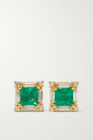 유럽직배송 수잔케일런 귀걸이 SUZANNE KALAN 18-karat gold, emerald and diamond earrings 23841192565717890