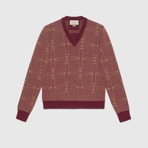 유럽직배송 구찌 스웨터 GUCCI Horsebit jacquard knit sweater 716358XKCO06385