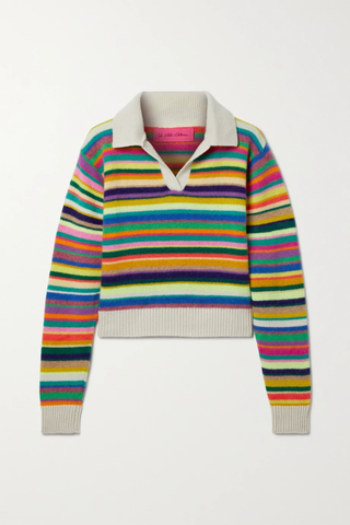 유럽직배송 엘더스테이츠먼 스웨터 THE ELDER STATESMAN Cropped striped cashmere polo sweater 1647597283858997