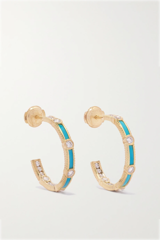 유럽직배송 빌티에 귀걸이 VILTIER Rayon 18-karat gold, turquoise and diamond hoop earrings 1647597283655977