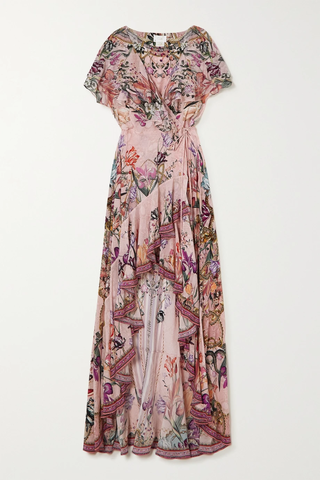 유럽직배송 카밀라 원피스 CAMILLA Ruffled bead-embellished floral-print silk crepe de chine maxi wrap dress 46376663162566102