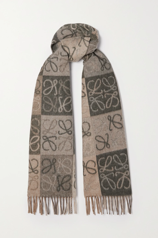 유럽직배송 로에베 스카프 LOEWE Anagram fringed wool and cashmere-blend jacquard scarf 1647597291032558