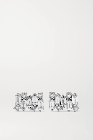 유럽직배송 수잔케일런 귀걸이 SUZANNE KALAN Shimmer 18-karat white gold diamond earrings 18706561955849041
