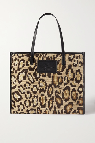 유럽직배송 에트로 토트백 ETRO Animalier Medium leather-trimmed leopard cotton-jacquard tote 1647597277295585