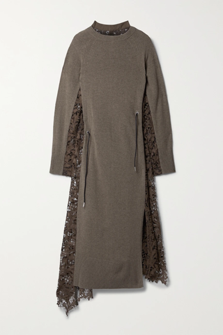 유럽직배송 사카이 원피스 SACAI Asymmetric paneled corded lace and wool dress 42247633209245575