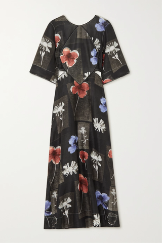 유럽직배송 가니 원피스 GANNI Cutout picot-trimmed floral-print linen and silk-blend midi dress 46376663162543995