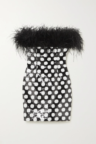 유럽직배송 리차드퀸 미니원피스 RICHARD QUINN Feather-trimmed polka-dot sequined crepe mini dress 1647597282480901