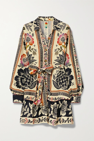 유럽직배송 팜리오 미니원피스 FARM RIO Belted floral-print crepe mini shirt dress 1647597278768489