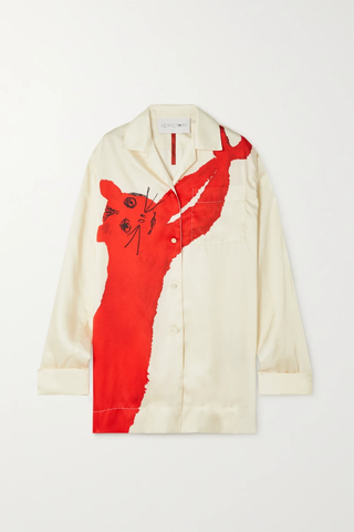 유럽직배송 AZ FACTORY + Thebe Magugu Amigos Lemur printed recycled satin-twill shirt 1647597284491689