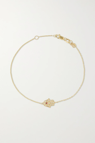 유럽직배송 시드니에반 팔찌 SYDNEY EVAN Mini Hamsa 14-karat gold, diamond and ruby bracelet 1647597283672025
