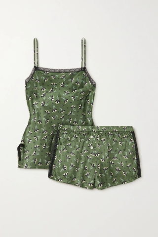 유럽직배송 모간레인 MORGAN LANE Bonnie Martine lace-trimmed floral-print satin pajama set 45666037504989014