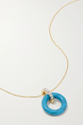 유럽직배송 마테오 목걸이 MATEO Donut 14-karat gold, turquoise and diamond necklace 1647597288509385