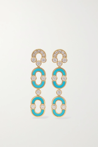 유럽직배송 빌티에 귀걸이 VILTIER Magnetic Duo 18-karat gold, turquoise and diamond earrings 1647597283655970