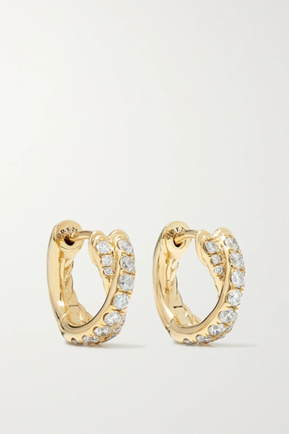 유럽직배송 데이비드율만 귀걸이 DAVID YURMAN Crossover 18-karat gold diamond hoop earrings 33258524072162659