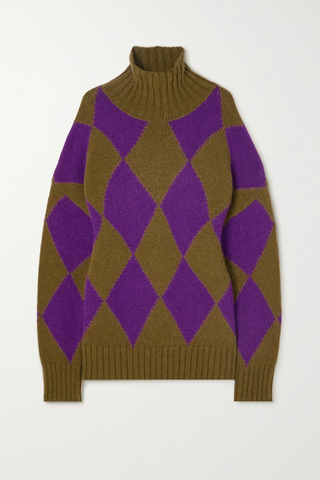유럽직배송 라더블제이 스웨터 LA DOUBLEJ Oversized argyle intarsia-knit turtleneck sweater 46376663162703144