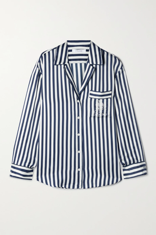 유럽직배송 프레임 FRAME + Ritz Paris embroidered striped silk-satin pajama shirt 1647597280898637