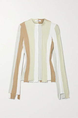 유럽직배송 INTERIOR The Locasia patchwork color-block cotton-jersey top 43769801098119637