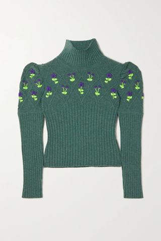 유럽직배송 CORMIO Oma embroidered ribbed wool turtleneck sweater 1647597283137484