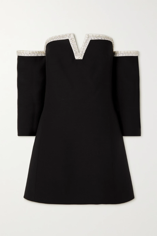 유럽직배송 발렌티노 미니원피스 VALENTINO Off-the-shoulder embellished wool and silk-blend crepe mini dress 42247633208865926