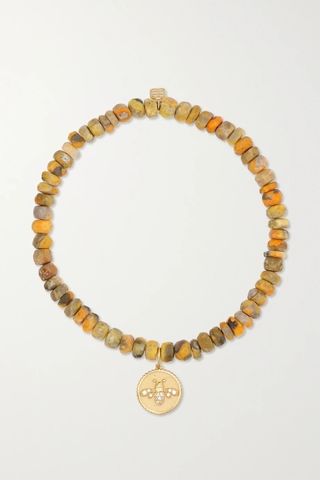 유럽직배송 시드니에반 팔찌 SYDNEY EVAN Tiny Bee 14-karat gold, jasper and diamond bracelet 1647597283672110