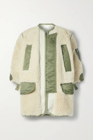 유럽직배송 사카이 자켓 SACAI Paneled padded wool-fleece and satin jacket 42247633209245589