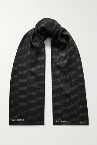 유럽직배송 발렌시아가 스카프 BALENCIAGA Logo-printed silk-twill scarf 1647597283509905