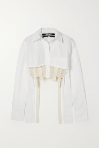유럽직배송 자크뮈스 셔츠 JACQUEMUS Cinta layered distressed cotton-poplin and gauze shirt 1647597285324312