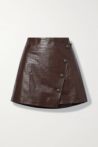 유럽직배송 베로니카비어드 미니스커트 VERONICA BEARD Dinard croc-effect vegan leather mini skirt 46376663162632178