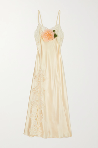 유럽직배송 로다테 원피스 RODARTE Appliquéd lace-trimmed silk-satin maxi dress 1647597278368323