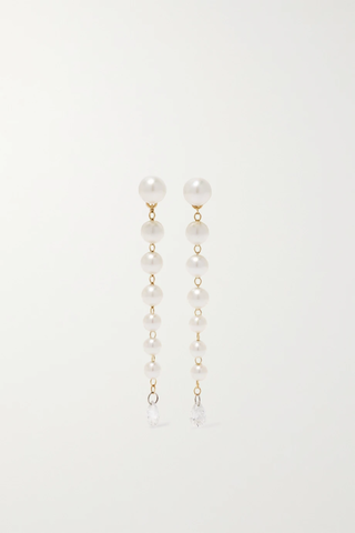 유럽직배송 미즈키 귀걸이 MIZUKI Little Drop 14-karat gold, pearl and diamond earrings 46376663162750326