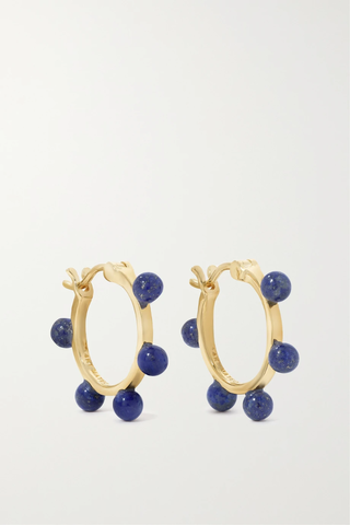 유럽직배송 마테오 귀걸이 MATEO Small Dot 14-karat gold lapis lazuli hoop earrings 1647597283747061