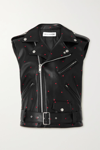 유럽직배송 꼼데가르송 COMME DES GARÇONS GIRL Embroidered belted polka-dot faux-leather vest 1647597289663510