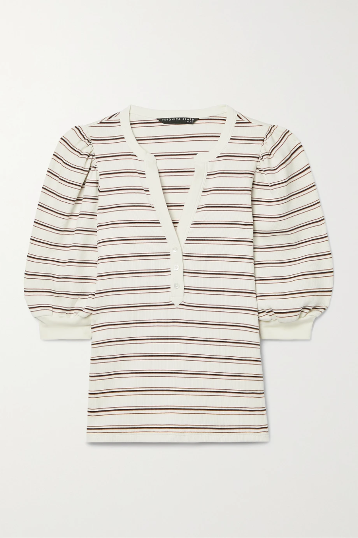 유럽직배송 베로니카비어드 VERONICA BEARD Amity striped ribbed Pima cotton-blend jersey top 43769801095402782