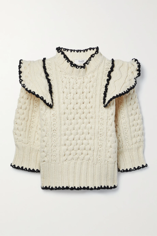 유럽직배송 SEA Ferdi cropped crochet and cable-knit wool sweater 1647597277424724