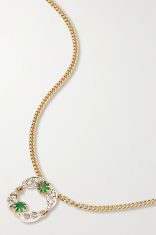 유럽직배송 PASCALE MONVOISIN Ava 9-karat gold and sterling silver, emerald and diamond necklace 43769801098222686