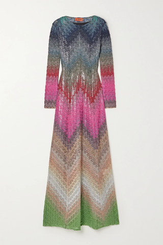 유럽직배송 미쏘니 원피스 MISSONI Metallic striped crochet-knit maxi dress 43769801095590203