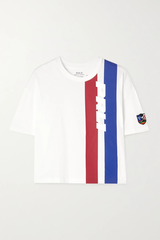 유럽직배송 랄프로렌 티셔츠 POLO RALPH LAUREN Striped appliquéd cotton-jersey T-shirt 1647597287906694